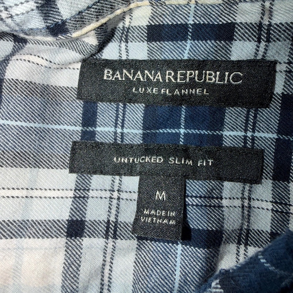 Banana Republic Men's Plaid Button Down Lux Flannel Shirt Size Medium Slim Fit - Picture 3 of 4